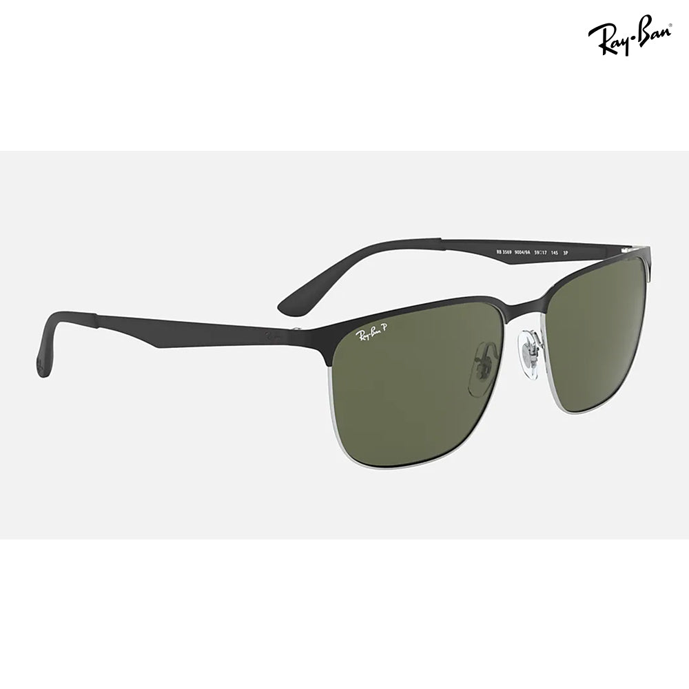 Ray-Ban - Black On Silver W/ Green ORB3569