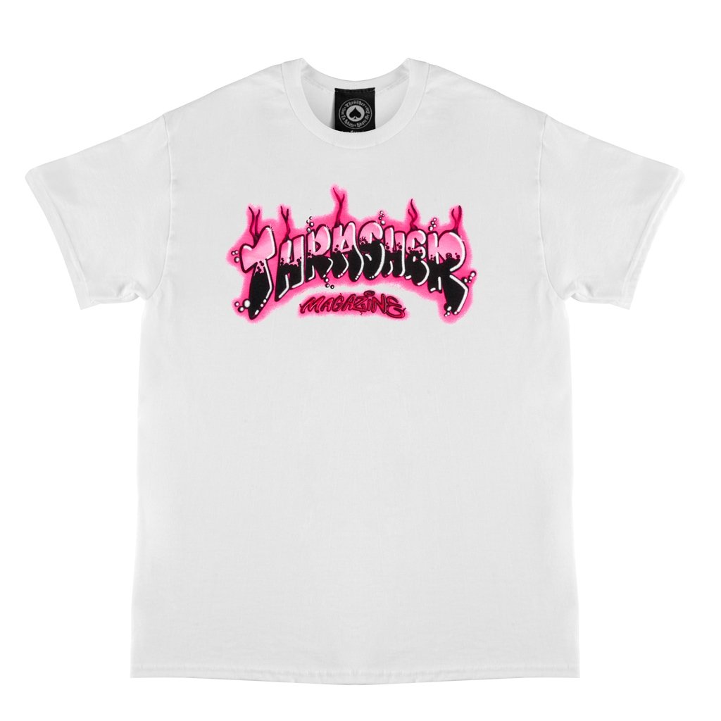 Thrasher Airbrush T Shirt - White/Pink