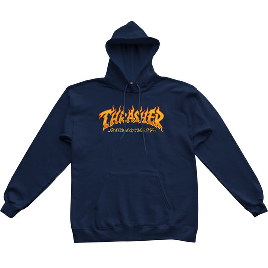 Thrasher Fire Logo Hood - Navy