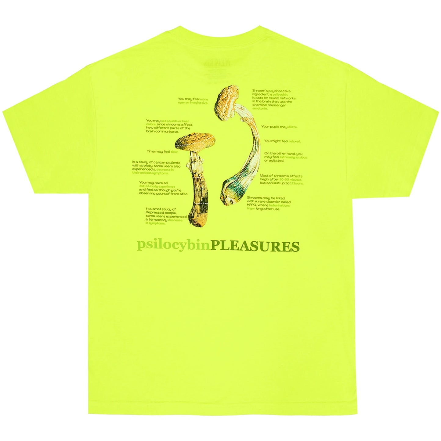 Pleasures Psilocybin T Shirt - Safety Green