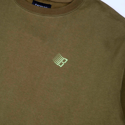 Bronze B Logo Embroidered Crewneck - Olive