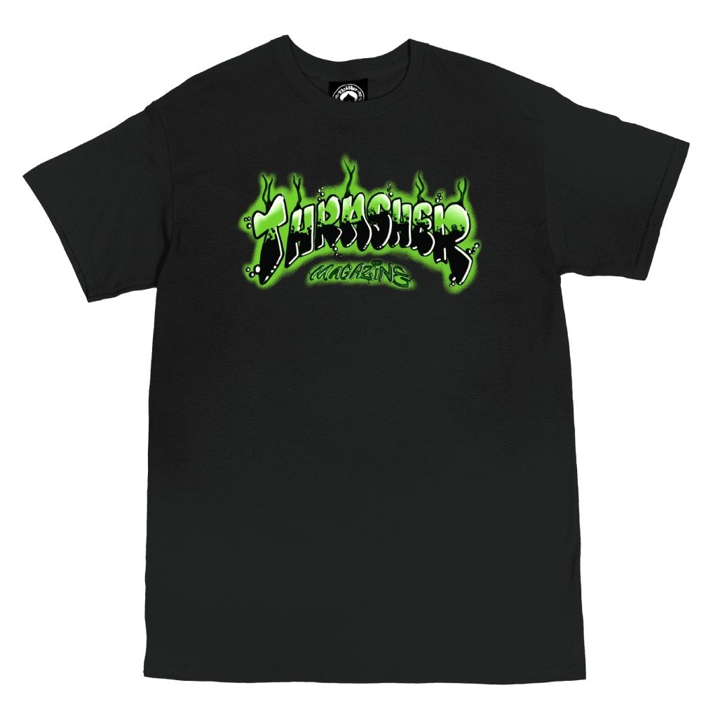 Thrasher Airbrush T Shirt - Black/Green